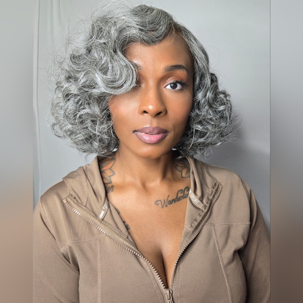 Sensationnel Human Hair Blend Lace Front Wig Glueless 13X6 Platinum Glo VIVIENNE